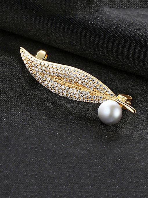 925 Sterling Silver With Gold Plated Luxury Leaf Brooches