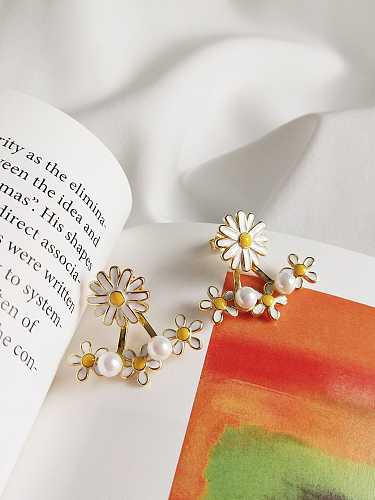 925 Sterling Silver Enamel Flower Trend Drop Earring
