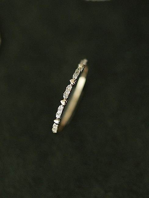 Anel delicado de coração em prata esterlina 925 com zircônia cúbica