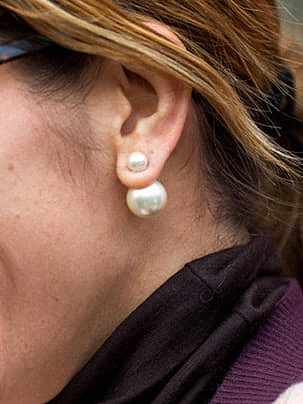 Boucle d'oreille minimaliste ronde en argent sterling 925 avec perle d'imitation