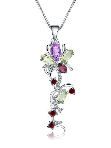 Collier artisanal géométrique en argent sterling 925 avec topaze au trésor de couleur naturelle