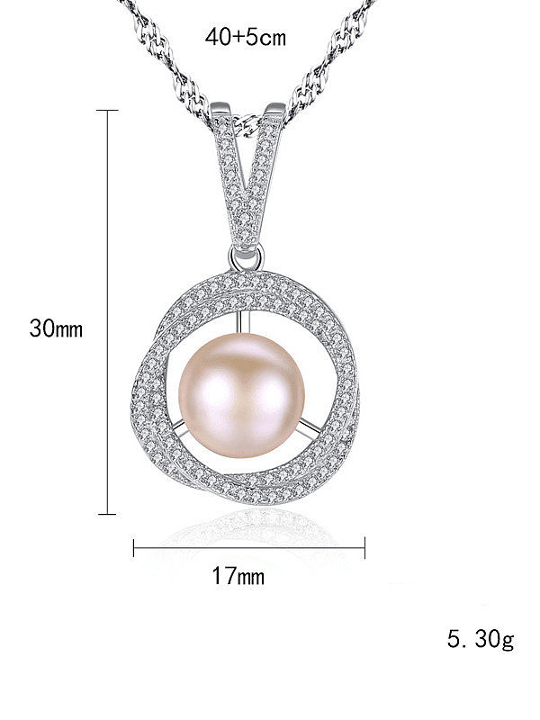 Collier pendentif perle d'eau douce zircon 925A en argent sterling 3