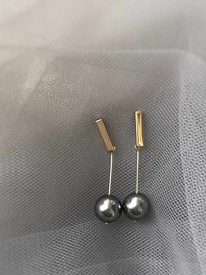 925 Sterling Silver Imitation Pearl Ball Dainty Drop Earring