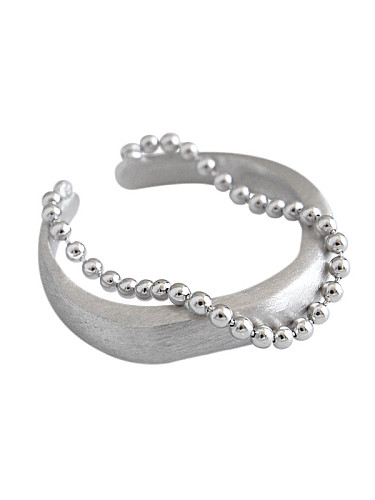 Anéis de prata esterlina 925 com miçangas irregulares de contas duplas de tamanho livre