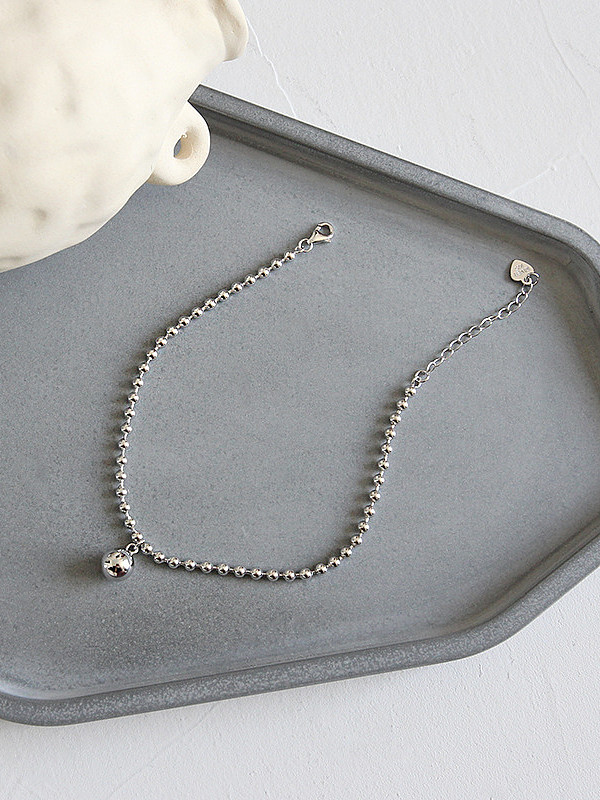 Bracelets de cheville en argent sterling 925 avec perles simplistes plaquées platine