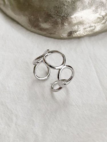 Anel de prata esterlina 925 minimalista oco redondo tamanho livre
