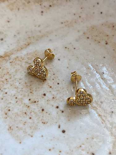 925 Sterling Silver Cubic Zirconia Irregular Vintage Stud Earring