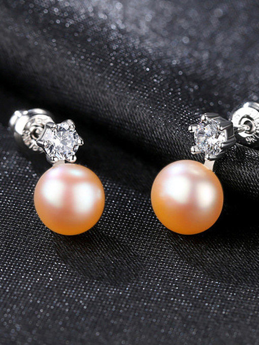 Sterling silver small simple natural pearl earrings