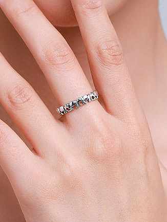 925 Sterling Silver Elephant Cute Band Ring
