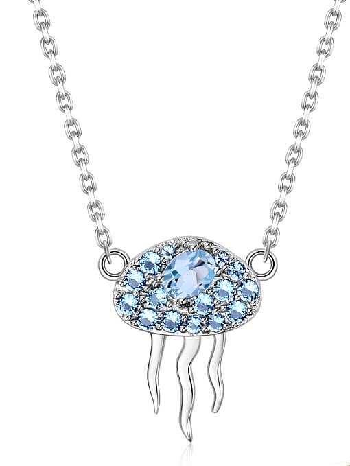 925 Sterling Silver Swiss Blue Topaz Animal Artisan Necklace