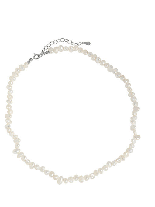 925 Sterling Silver Freshwater Pearl Geometric Bohemia Necklace