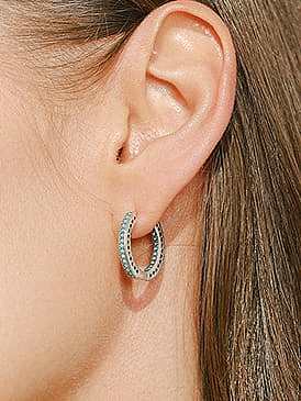 925 Sterling Silver Cubic Zirconia Round Vintage Huggie Earring