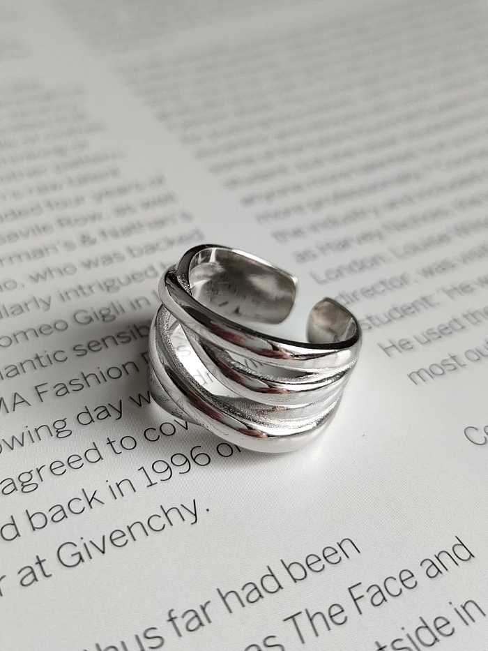 925 Sterling Silver Irregular Statement Stackable Ring