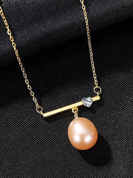 925 Sterling Silver Freshwater Pearl Geometric Minimalist Necklace