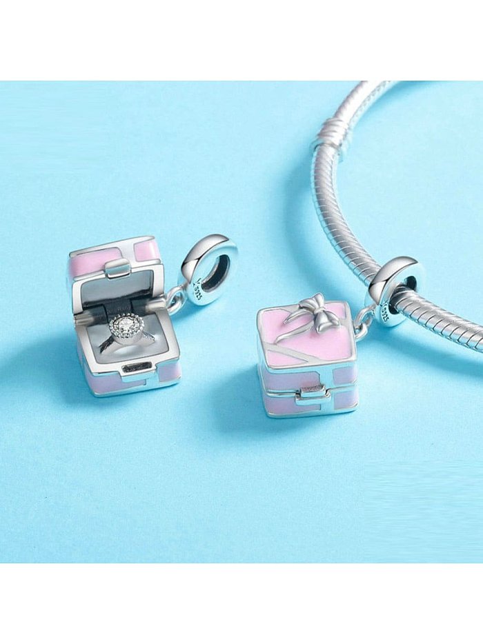 925 silver cute gift box charms