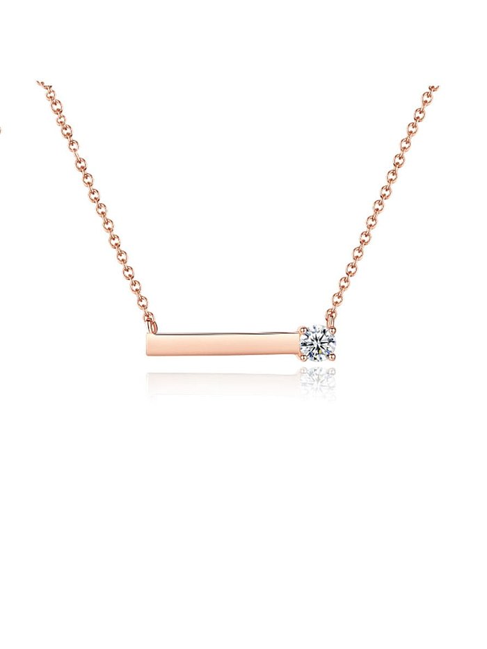 Collar geométrico simple de plata de ley 925 con diamantes de imitación