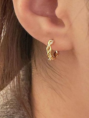 925 Sterling Silver Cubic Zirconia Hexagon Minimalist Huggie Earring