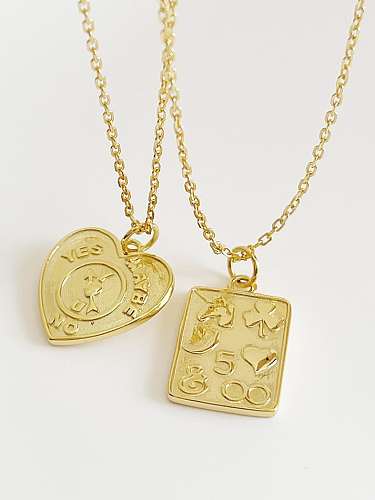 925 Sterling Silver Heart Vintage Rectangular Necklace