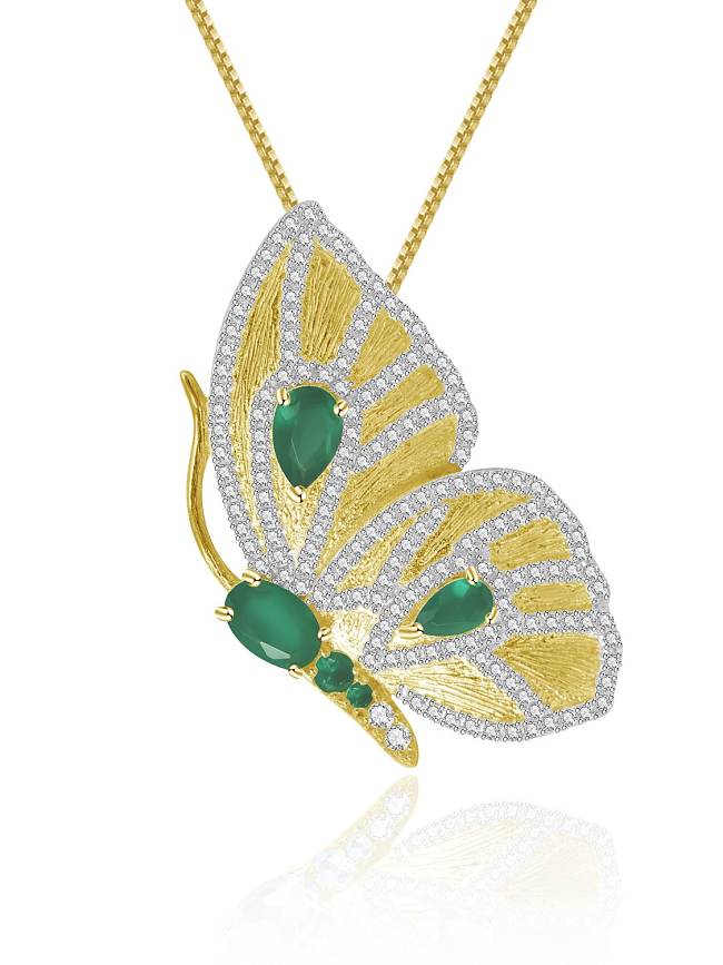 925 Sterling Silver Carnelian Butterfly Vintage Necklace