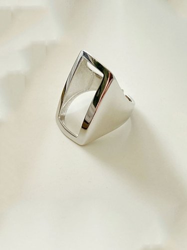 925 Sterling Silver Hollow Geometric Vintage free size Ring