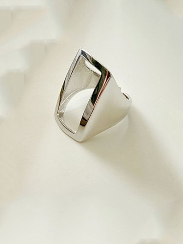 خاتم فضة استرليني عيار 925 بتصميم هندسي مجوف عتيق