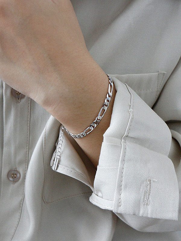 925 Sterling Silver With Platinum Plated Simplistic Smooth Chain Bracelets
