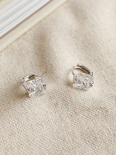 925 Sterling Silver Cubic Zirconia Classic Geometric Earrings