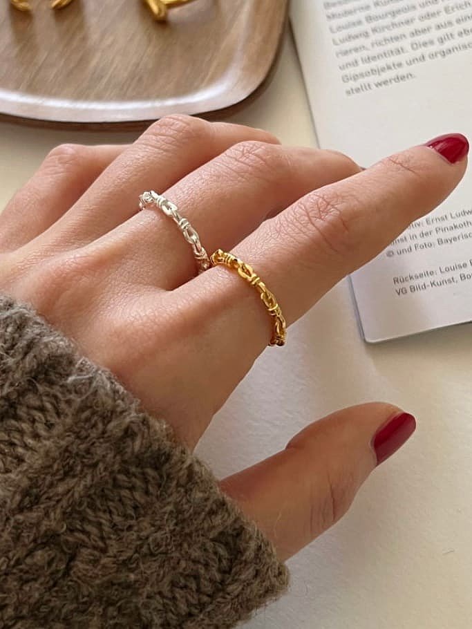 925 Sterling Silver Twist Round Vintage Band Ring