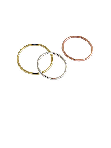 925 Sterling Silver With Gold Plated Simplistic Round Midi Rings