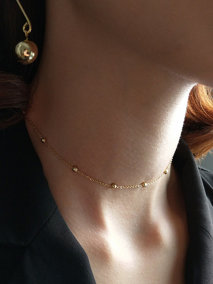 Sterling Silber Regel zwischen Perlen Kreuzkette goldene kurze Halskette