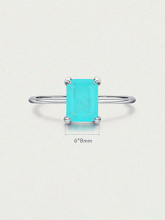 925 Sterling Silver Tourmaline Rectangle Classic Band Ring