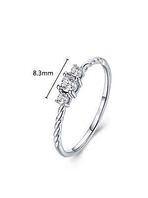 925 Sterling Silver Cubic Zirconia Irregular Trend Band Ring