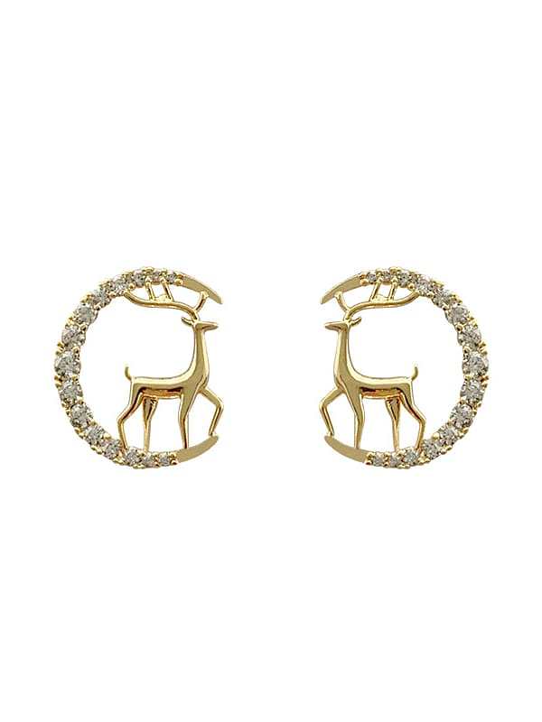 925 Sterling Silver Cubic Zirconia Deer Dainty Stud Earring