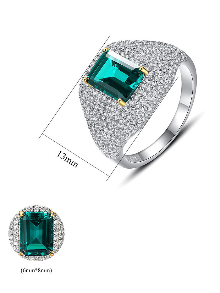 925 Sterling Silver Cubic Zirconia Geometric Luxury Cocktail Ring
