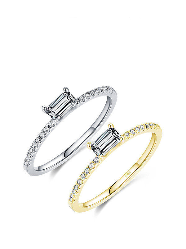 925 Sterling Silver Cubic Zirconia Geometric Classic Band Ring