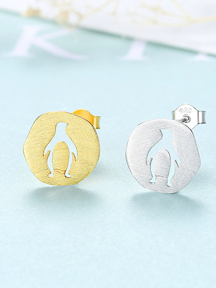 Sterling Silber kreativer Tier-Pinguin-Ohrstecker