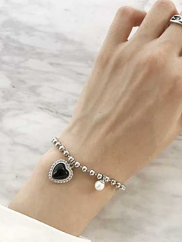 925 Sterling Silver Imitation Pearl Vintage Beaded Bracelet