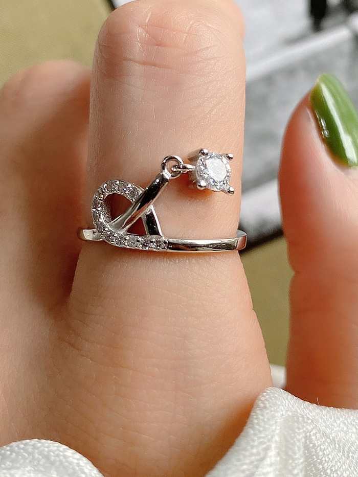 925 Sterling Silver Crown Single Zirconium Diamond Ring