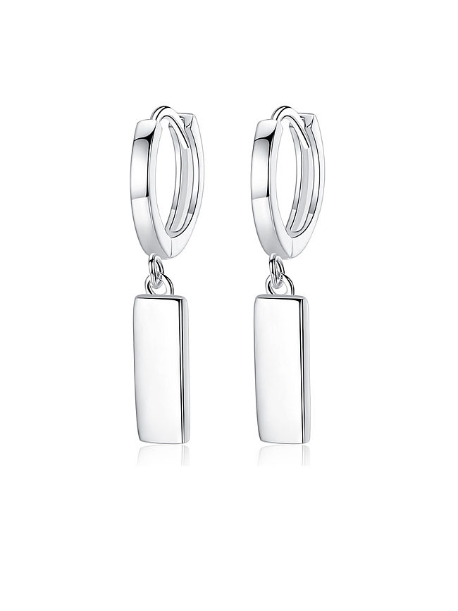 925 Sterling Silver With Platinum Plated Simplistic Geometric Clip On Earrings