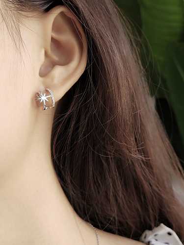 925 Sterling Silver Rhinestone Star Point Minimalist Stud Earring