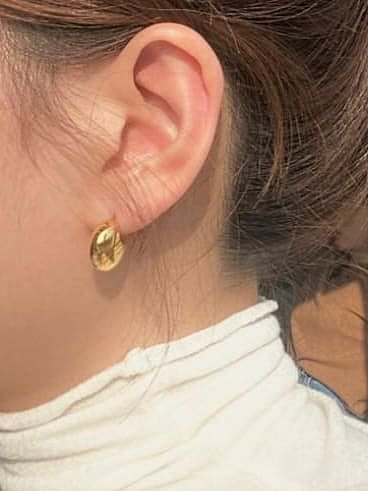 Boucles d'oreilles en forme de C lisse vintage géométrique en argent sterling 925