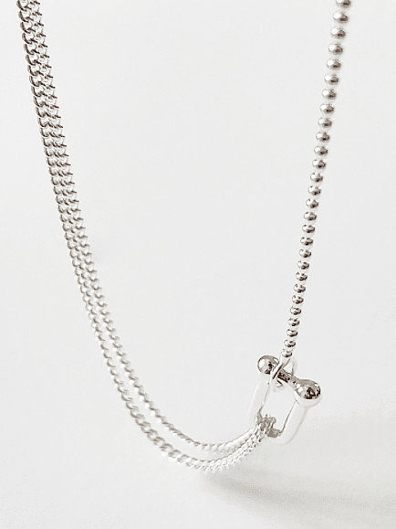 925 Sterling Silver Geometric Vintage Multi Strand Necklace