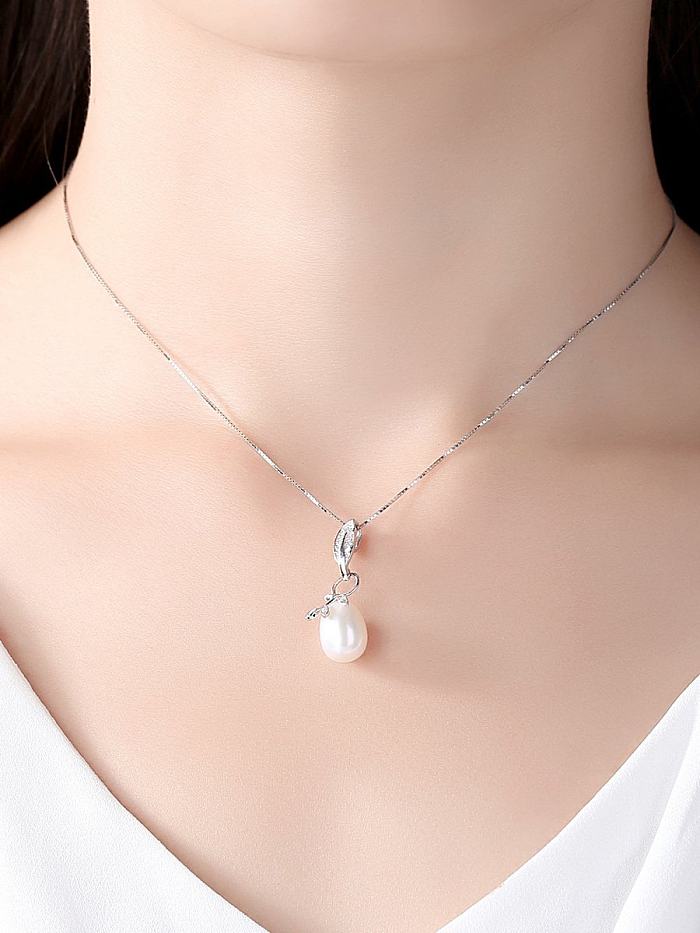 Pure silver natural freshwater pearl with AAA Zircon Necklace