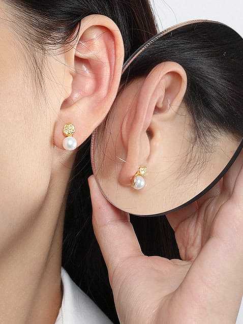 Boucles d'oreilles goutte vintage géométrique en argent sterling 925 avec perle d'imitation