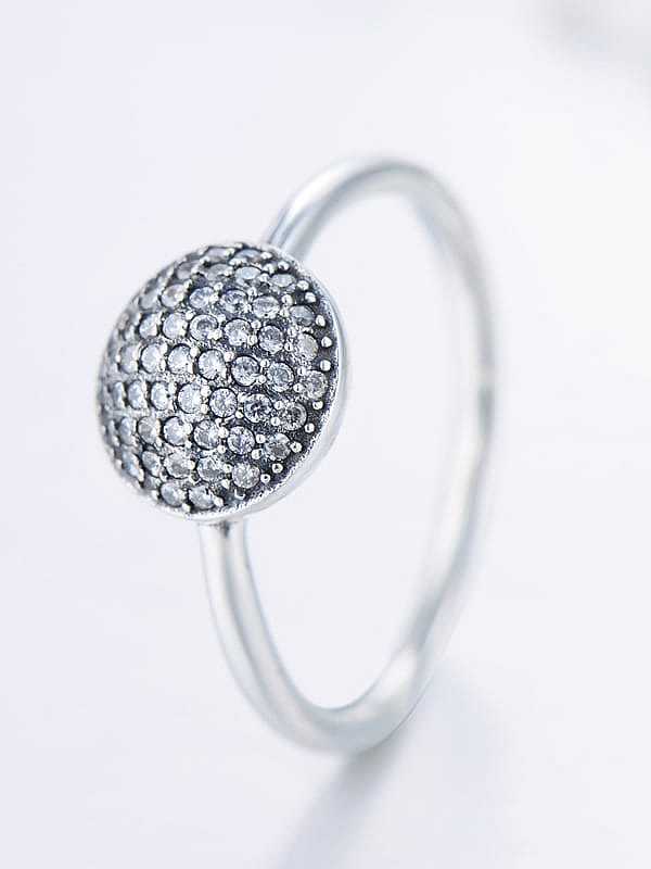 925 Sterling Silver Cubic Zirconia Round Vintage Band Ring