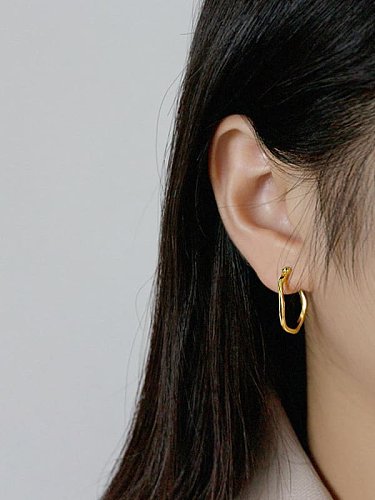 Boucles d'oreilles minimalistes géométriques creuses en argent sterling 925