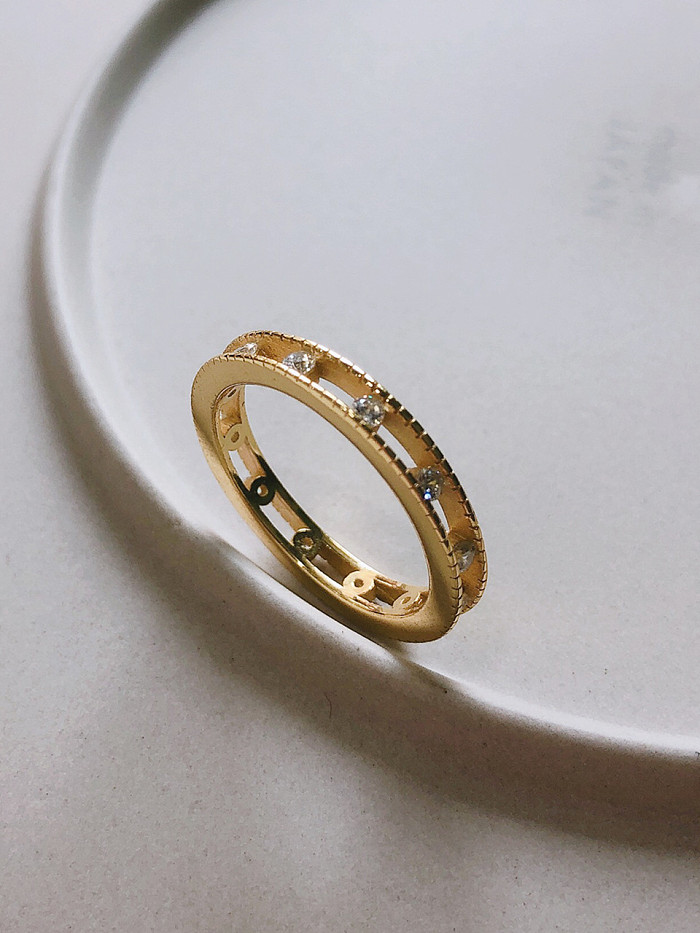 Plata de ley 925 con anillos de banda redondos simplistas chapados en oro