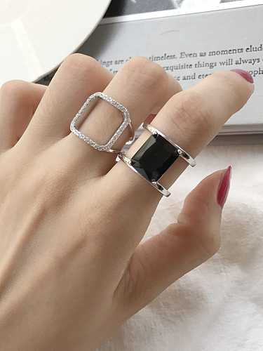925 Sterling Silver Cubic Zirconia Square Minimalist Free Size Band Ring