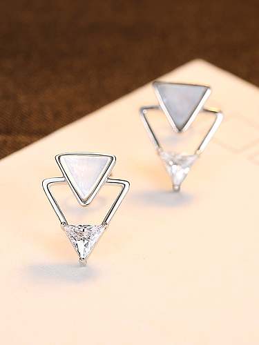Boucles d'oreilles minimalistes en forme de triangle coquillage en argent sterling 925
