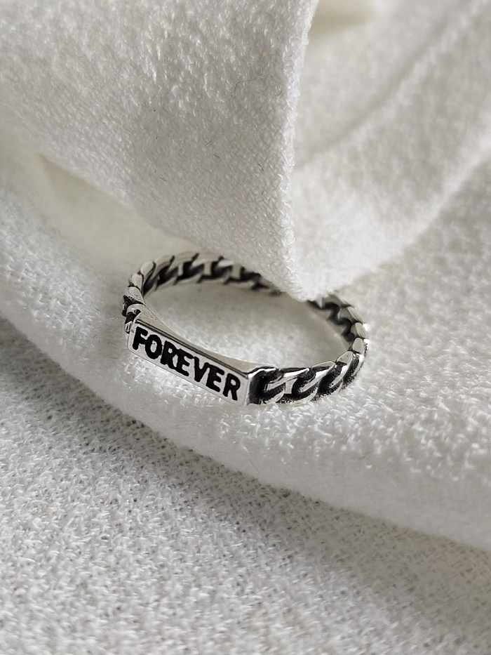 925 Sterling Silver Minimalist Retro Letter Free Size Ring